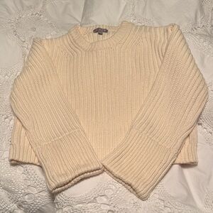 J. Crew Women's Cream Ribbed Crew Neck Sweater